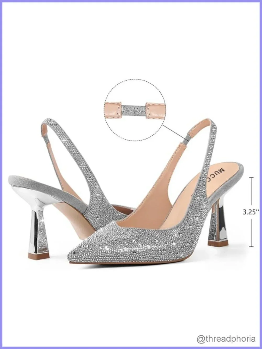 Kitten Heels Slingback Rhinestone Pointe Toe Pumps Suede Women's Wedding Shoes